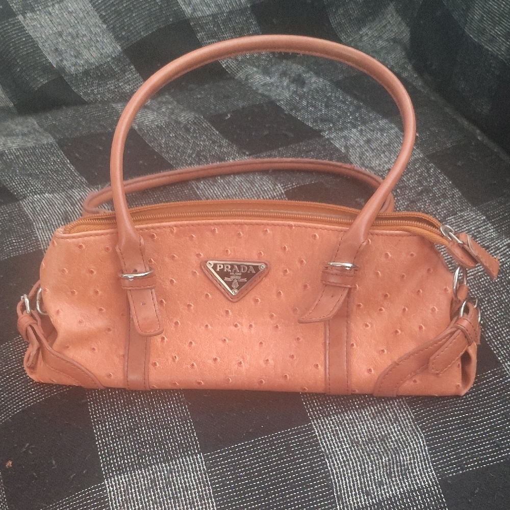 1913 Prada Milano Dal Ostrich Tan Leather Women's Bag